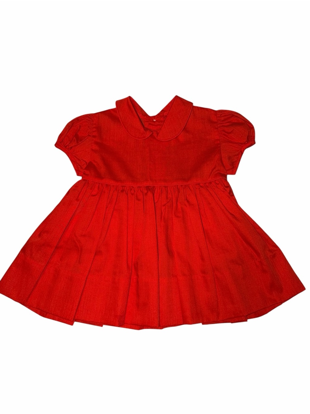 Vintage 80s C.I. Castro Red Baby Dress 24M Peter Pan Collar Christmas Holiday